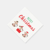メリークリスマスかわいいクリスマスジャングルモンキー スタンダードカクテルナプキン (角)