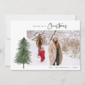 メリークリスマスかわいいクリスマスツリー1枚の写真雪 シーズンカード (正面)