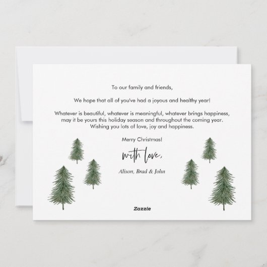 メリークリスマスかわいいクリスマスツリー1枚の写真雪 シーズンカード (裏面)