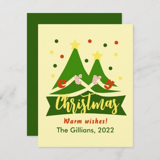 メリークリスマスかわいいクリスマスツリー シーズンカード (正面/裏面)