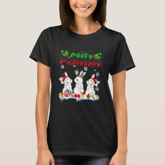 メリークリスマスかわいいクリスマスバニーASL手話 Tシャツ