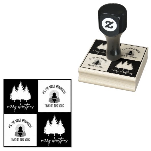 メリークリスマスかわいいクリスマスホリデーツリー ラバースタンプ (押印)