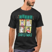 メリークリスマスかわいいクリスマス猫 Tシャツ (正面)