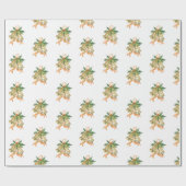 メリークリスマスかわいいグリーンイエローオレンジベル ラッピングペーパー (フラット)