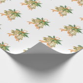 メリークリスマスかわいいグリーンイエローオレンジベル ラッピングペーパー (角)