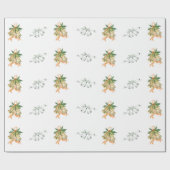 メリークリスマスかわいいグリーンイエローオレンジベル ラッピングペーパー (フラット)