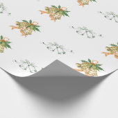 メリークリスマスかわいいグリーンイエローオレンジベル ラッピングペーパー (角)