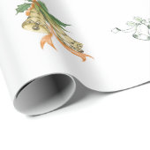 メリークリスマスかわいいグリーンイエローオレンジベル ラッピングペーパー (ロールコーナー)