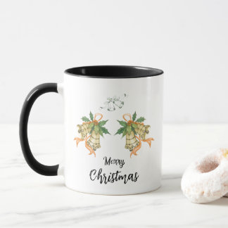メリークリスマスかわいいグリーンオレンジベル マグカップ