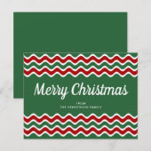 メリークリスマスかわいいグリーンレッドウェーブストライプズ ポストカード (正面/裏面)