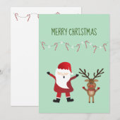 メリークリスマスかわいいサンタクロースのトナカイ シーズンカード (正面/裏面)