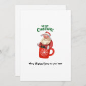 メリークリスマスかわいいサンタクロースの友人への贈り物 招待状 (正面/裏面)