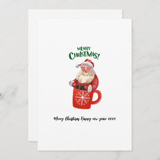 メリークリスマスかわいいサンタクロースの友人への贈り物 招待状 (正面/裏面)