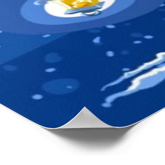 メリークリスマスかわいいサンタクロースの漫画 ポスター (角)