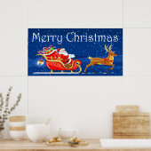 メリークリスマスかわいいサンタクロースの漫画 ポスター (キッチン)