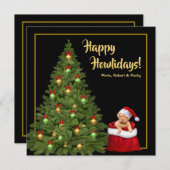 メリークリスマスかわいいサンタクロース子犬の休日 シーズンカード (正面/裏面)