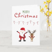 メリークリスマスかわいいサンタクロース飴キャンズグリーン カード (黄色い花)