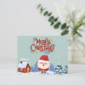 メリークリスマスかわいいサンタ伝統的ルスノー ポストカード (スタンド正面)