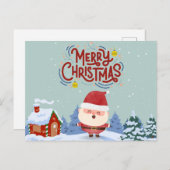 メリークリスマスかわいいサンタ伝統的ルスノー ポストカード (正面/裏面)