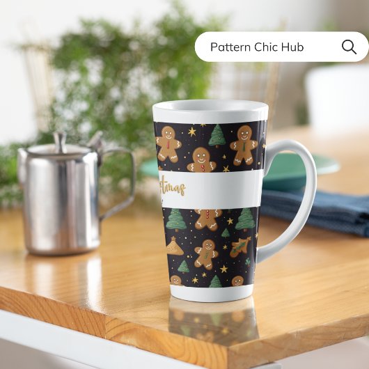 メリークリスマスかわいいジンジャーブレッド松の木の星 カフェラテマグ