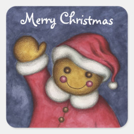 メリークリスマスかわいいジンジャーブレッドCookieシール スクエアシール