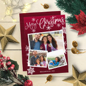 メリークリスマスかわいいスノーフレーク素朴3枚 招待状