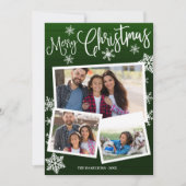 メリークリスマスかわいいスノーフレーク素朴3枚 招待状 (正面)