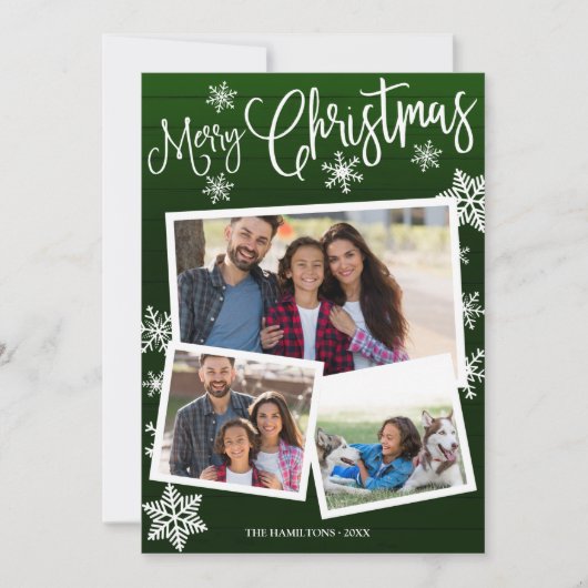 メリークリスマスかわいいスノーフレーク素朴3枚 招待状 (正面)