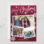 メリークリスマスかわいいスノーフレーク素朴3枚 招待状 (正面)