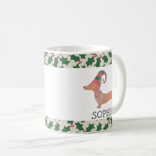 メリークリスマスかわいいダックスシュント犬 コーヒーマグカップ (正面右)