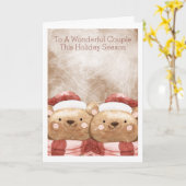 メリークリスマスかわいいテディベアサンタパーソナライズされた カード (黄色い花)