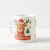 メリークリスマスかわいいトナカイのマグカップ コーヒーマグカップ (正面左)