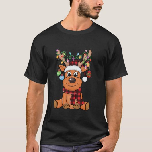 メリークリスマスかわいいトナカイクリスマスファミリーマッチング Tシャツ (正面)