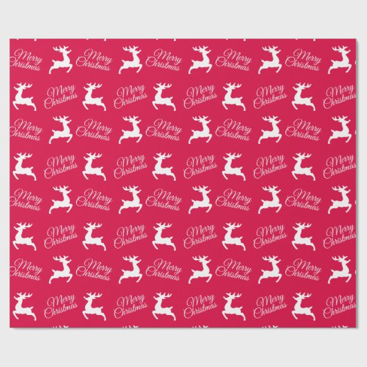 メリークリスマスかわいいトナカイモダン赤い休日 ラッピングペーパー (フラット)