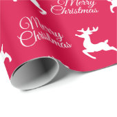 メリークリスマスかわいいトナカイモダン赤い休日 ラッピングペーパー (ロールコーナー)