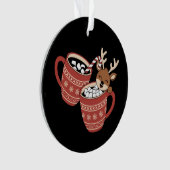 メリークリスマスかわいいトナカイ家族のクリスマスコーヒー オーナメント (正面)