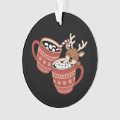 メリークリスマスかわいいトナカイ家族のクリスマスコーヒー オーナメント (正面)