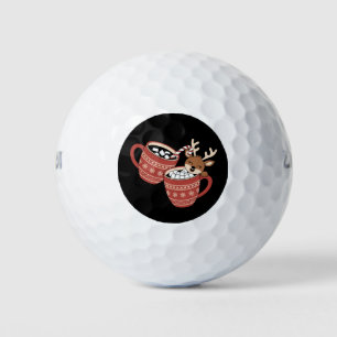 メリークリスマスかわいいトナカイ家族のクリスマスコーヒー ゴルフボール