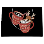 メリークリスマスかわいいトナカイ家族のクリスマスコーヒー ラージペーパーバッグ (正面)