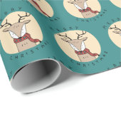 メリークリスマスかわいいトナカイ（スカーフ） ラッピングペーパー (ロールコーナー)