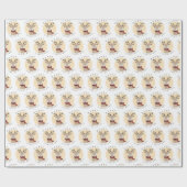 メリークリスマスかわいいトナカイ（スカーフ） ラッピングペーパー (フラット)