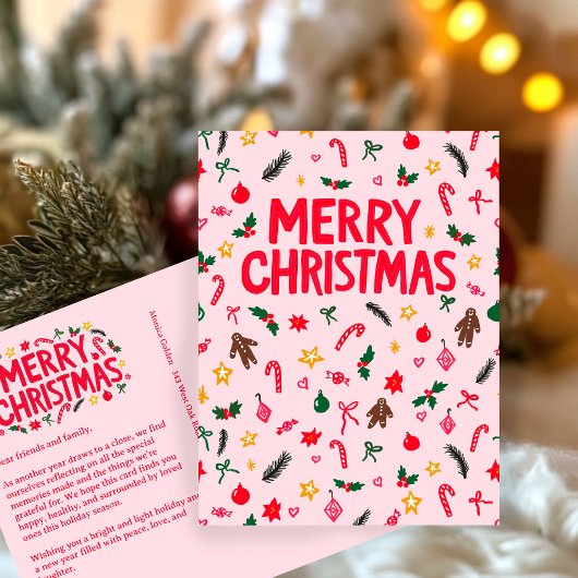 メリークリスマスかわいいドードルお洒落カスタム ポストカード