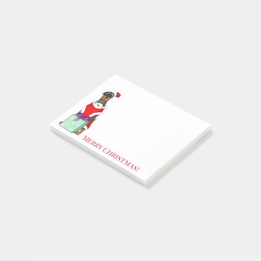 メリークリスマスかわいいドーバーマンクリスマス ポストイット (アングル)