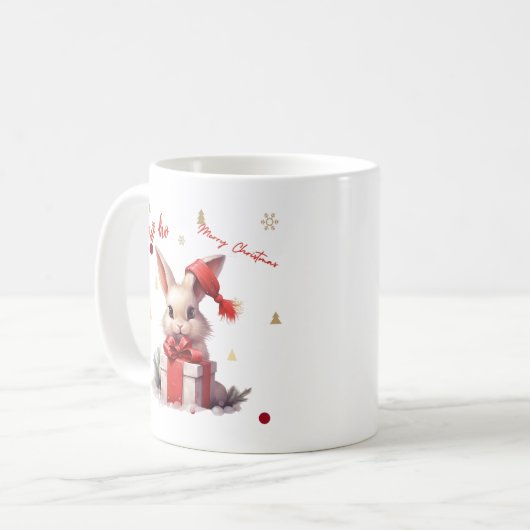 メリークリスマスかわいいバニー コーヒーマグカップ (正面左)