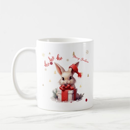 メリークリスマスかわいいバニー コーヒーマグカップ (左)