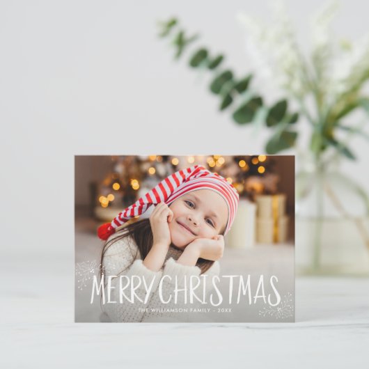 メリークリスマスかわいいパーソナライズされた写真カード ポストカード (スタンド正面)