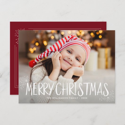 メリークリスマスかわいいパーソナライズされた写真カード ポストカード (正面/裏面)