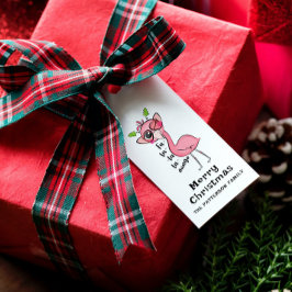メリークリスマスかわいいピンクガーリーフラミンゴモダン ギフトタグ