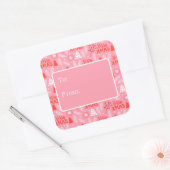 メリークリスマスかわいいピンクレトロ植物性クリスマス スクエアシール (封筒)