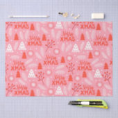 メリークリスマスかわいいピンクレトロ植物性クリスマス 薄葉紙 (クラフト)